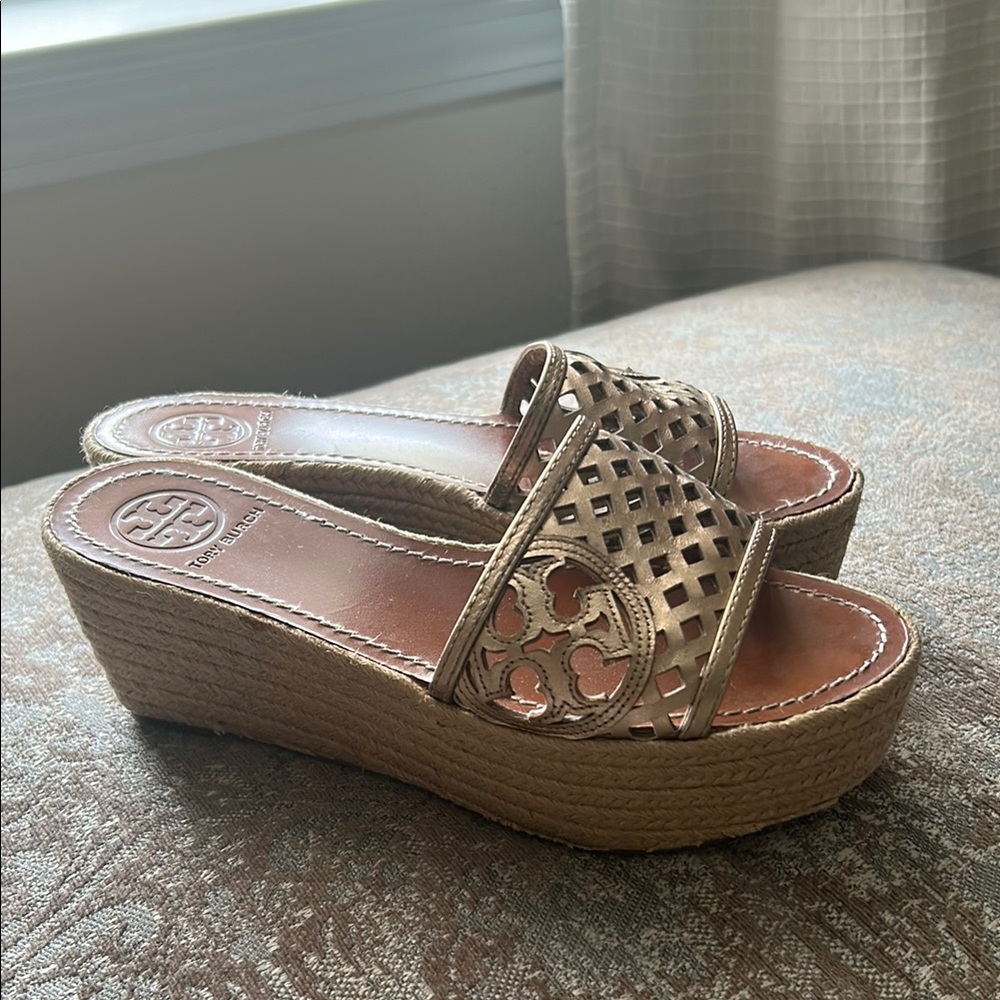 Tory Burch Tan Wedge Sandals
